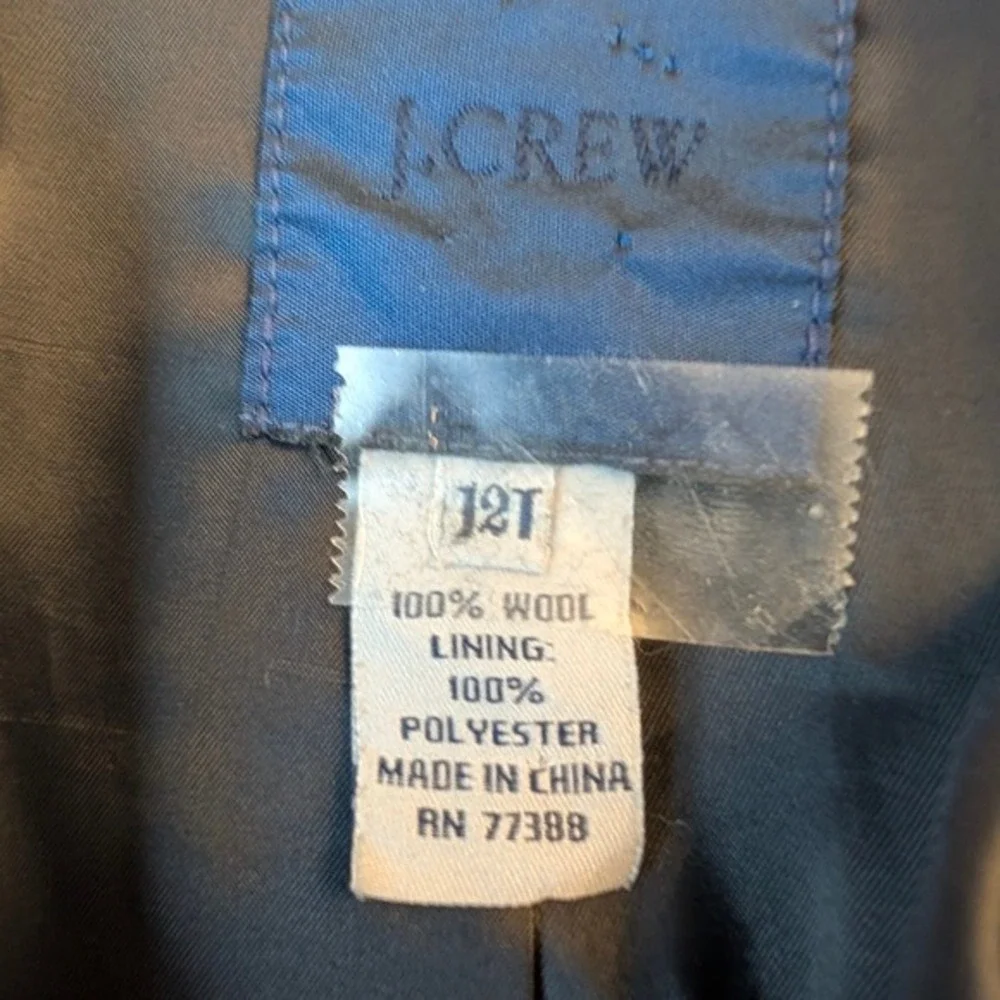 J.Crew‎ Womens Navy Blue Pinstripe 100% Wool 3-Button Blazer Jacket Size 12T